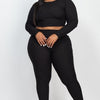 Plus Size Ribbed Crop Top & Leggings Set
