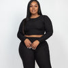 Plus Size Ribbed Crop Top & Leggings Set