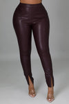 Bottom Split Faux Leather Pants