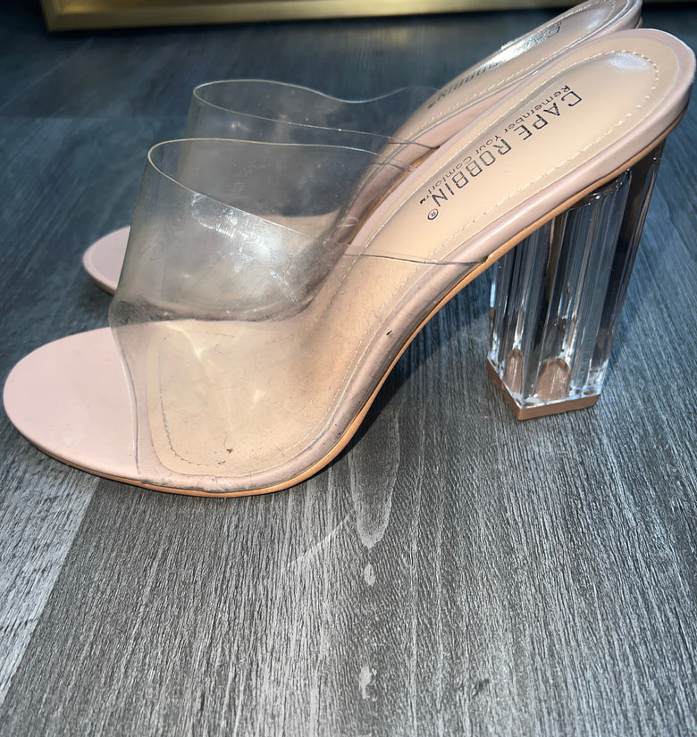 Buy Now , Women Beige Transparent Block Heels – Inc5 Shoes